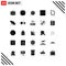 Universal Icon Symbols Group of 25 Modern Solid Glyphs of currency, layout, pc, interface, switch