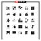 Universal Icon Symbols Group of 25 Modern Solid Glyphs of design, blog, cloud, jewelry, fashion