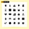 Universal Icon Symbols Group of 25 Modern Solid Glyphs of file, creative, alarm, pin, location