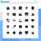 Universal Icon Symbols Group of 25 Modern Solid Glyphs of file, kitchen, sale, garbage, economy