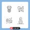 Universal Icon Symbols Group of 4 Modern Filledline Flat Colors of achievement, gym, voice, diet, temperature