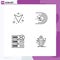 Universal Icon Symbols Group of 4 Modern Filledline Flat Colors of arrow, share, asteroid, light, server