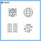 Universal Icon Symbols Group of 4 Modern Filledline Flat Colors of bouquet, draw, gift, internet, interior