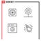 Universal Icon Symbols Group of 4 Modern Filledline Flat Colors of computer, lock, candy, food, gallo