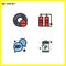 Universal Icon Symbols Group of 4 Modern Filledline Flat Colors of computers, conversation, gadget, travel, battery