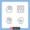 Universal Icon Symbols Group of 4 Modern Filledline Flat Colors of head, cloud, keyboard, mobile, develop