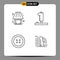 Universal Icon Symbols Group of 4 Modern Filledline Flat Colors of home decorate, clothing, lighting, game, construction