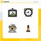 Universal Icon Symbols Group of 4 Modern Filledline Flat Colors of photo, coffee, clock, timer, ireland