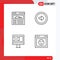 Universal Icon Symbols Group of 4 Modern Filledline Flat Colors of site, window, button, right, emotion