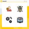 Universal Icon Symbols Group of 4 Modern Filledline Flat Colors of work, plant, human, user, gears