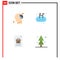 Universal Icon Symbols Group of 4 Modern Flat Icons of balance, business, mind, pool, document