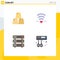 Universal Icon Symbols Group of 4 Modern Flat Icons of bars, rack, gold, wedding, hosting