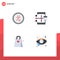 Universal Icon Symbols Group of 4 Modern Flat Icons of business, flowchart, finance, coding, hobbies