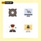 Universal Icon Symbols Group of 4 Modern Flat Icons of devices, captain, development, startup, dmca protection