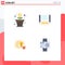 Universal Icon Symbols Group of 4 Modern Flat Icons of flower, share, money growth, server, staff
