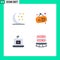 Universal Icon Symbols Group of 4 Modern Flat Icons of halloween, share, coffee, sign board, monitor