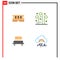 Universal Icon Symbols Group of 4 Modern Flat Icons of hardware, education, blowing, wind, network