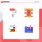 Universal Icon Symbols Group of 4 Modern Flat Icons of paint roller, flag, tool, chip, space