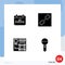 Universal Icon Symbols Group of 4 Modern Solid Glyphs of calendar, browser, celebration, connect, digital