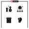 Universal Icon Symbols Group of 4 Modern Solid Glyphs of chemistry, install, science, team, memory