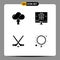 Universal Icon Symbols Group of 4 Modern Solid Glyphs of cloud, hokey, upload, internet, sport