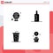 Universal Icon Symbols Group of 4 Modern Solid Glyphs of computer, plant, bottle, beverage, flower