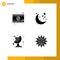 Universal Icon Symbols Group of 4 Modern Solid Glyphs of romantic movie, communication, date, night, global