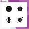 Universal Icon Symbols Group of 4 Modern Solid Glyphs of sound, thermometer, cooker, hotel, astronomy