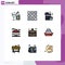 Universal Icon Symbols Group of 9 Modern Filledline Flat Colors of hobbies, handbag, celebration, life, city