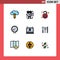Universal Icon Symbols Group of 9 Modern Filledline Flat Colors of laptop, search, public, medical, bacteria