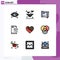 Universal Icon Symbols Group of 9 Modern Filledline Flat Colors of like, heart, data, technology, file