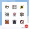 Universal Icon Symbols Group of 9 Modern Filledline Flat Colors of location, hr, leaf, employee, package