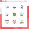 Universal Icon Symbols Group of 9 Modern Flat Colors of idea, creative, imac, back to school, food