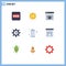 Universal Icon Symbols Group of 9 Modern Flat Colors of setting, commerce, seo, e, cart