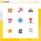 Universal Icon Symbols Group of 9 Modern Flat Colors of store, love, friends, workgroup, protection