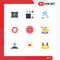 Universal Icon Symbols Group of 9 Modern Flat Colors of symbolism, gold, network, support, lifesaver