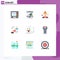 Universal Icon Symbols Group of 9 Modern Flat Colors of work, promotion, builder, ladder, advancement