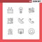 Universal Icon Symbols Group of 9 Modern Outlines of communication, news, baby, blog, book