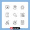 Universal Icon Symbols Group of 9 Modern Outlines of dry skin, mobile, feelings, love, devices