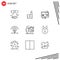 Universal Icon Symbols Group of 9 Modern Outlines of efforts, business, computer, arrow, light bulb