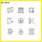 Universal Icon Symbols Group of 9 Modern Outlines of things, internet, business, drone, development