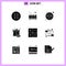 Universal Icon Symbols Group of 9 Modern Solid Glyphs of buzz, finance, medical, calculator, free