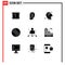 Universal Icon Symbols Group of 9 Modern Solid Glyphs of captain, music, cloud, media, thinking