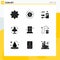 Universal Icon Symbols Group of 9 Modern Solid Glyphs of classic, artifact, money, ancient, relaxation
