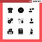 Universal Icon Symbols Group of 9 Modern Solid Glyphs of click, tea, chat, coffee, conversation