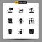 Universal Icon Symbols Group of 9 Modern Solid Glyphs of light bulb, bulb, school, security, policy