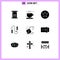 Universal Icon Symbols Group of 9 Modern Solid Glyphs of play, dices, favorite, competition, connection