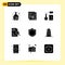 Universal Icon Symbols Group of 9 Modern Solid Glyphs of search, worker, education, science lab, chemistry laboratory