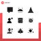 Universal Icon Symbols Group of 9 Modern Solid Glyphs of shop, buy, signaling, profile, password