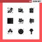 Universal Icon Symbols Group of 9 Modern Solid Glyphs of valentine, video camera, clipboard, movie, layout